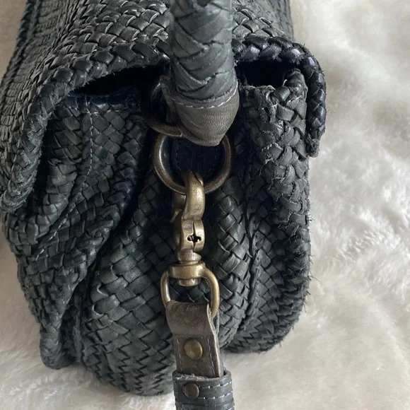 Vintage "NWT" Frye Grey Woven Leather Satchel - Picture 4 of 13